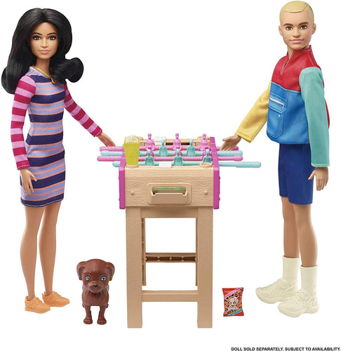 Barbie Mini Playset with Pet, Accessories and Working Foosball Table, Game Night Theme, Gift for 3 to 7 Year Olds