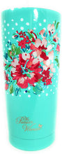 Load image into Gallery viewer, The Pioneer Woman Garden Stainless Steel Double Wall Vacuum Insulated Maverick Tumbler with Sliding Lid, 20 oz, Turquiose with Floral and Dots Design