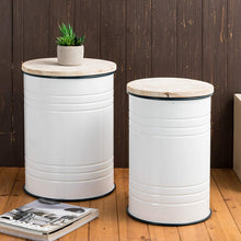Load image into Gallery viewer, Glitzhome Storage Stool Ottoman Seat with Round Wood Lid Set of 2