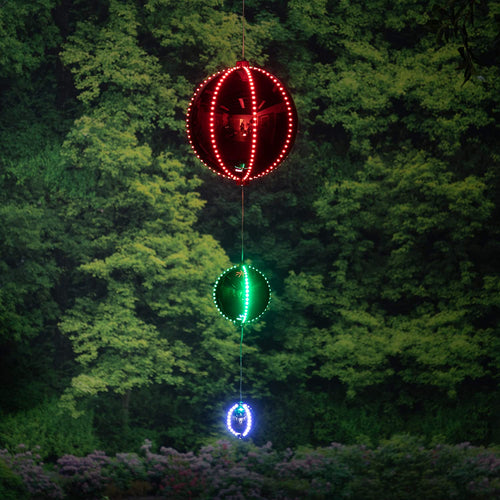 Alpine Corporation COR152 3-Tier Christmas Ornaments with Chasing LED Light, Indoor and Outdoor Decorations for Home, Garden, Yard Holiday décor, Multi