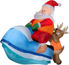 Load image into Gallery viewer, Gemmy 5ft. Airblown Inflatable Santa on Jet Ski Sleigh Scene w/LEDs