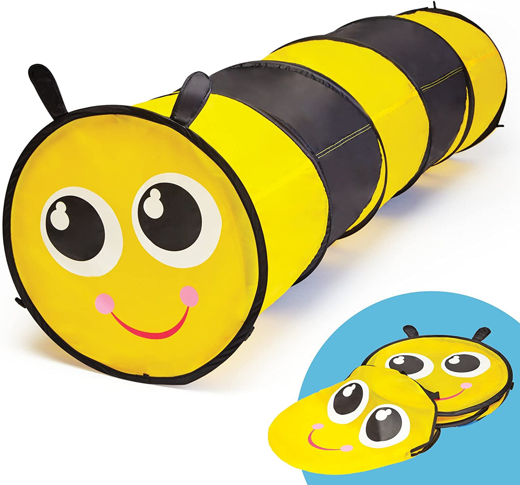 GigaTent 6 Foot Pop Up Kids Play Tunnel - Bumble Bee Hide and Seek Tube for Babies, Toddlers, Dogs and Pets - Indoor or Outdoor Adventure, Folds Flat, Carrying Bag Included