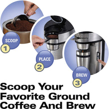 Load image into Gallery viewer, Hamilton Beach Scoop Single Serve Coffee Maker, Fast Brewing, Stainless Steel (49981A)