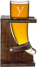 Load image into Gallery viewer, Cathy&#39;s Concepts Personalized Glass Viking Beer Horn with Rustic Stand, Clear