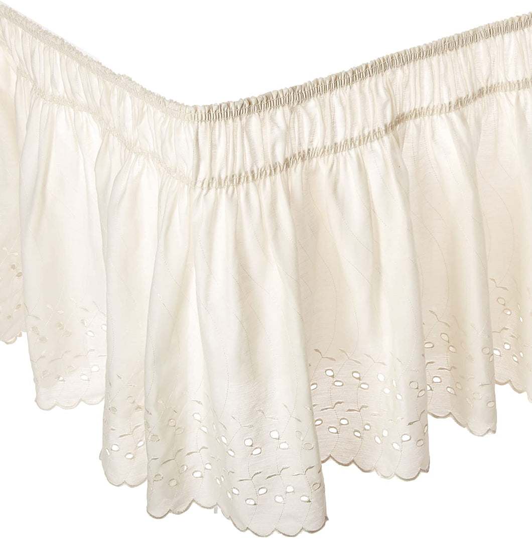 EasyFit Wrap Around Eyelet Ruffled Bed Skirt (Queen/King Bed skirt), Eyelet Ivory