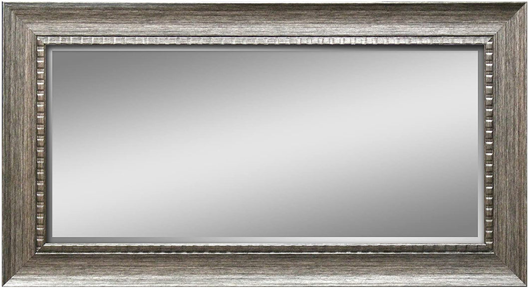 Crystal Art Gallery American Art Decor Abby Large Rectangular Smoke Grey Textured Accent Framed Beveled Wall Vanity Mirror - Brown - A/N
