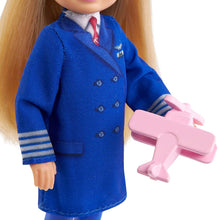 Load image into Gallery viewer, Barbie Chelsea Can Be Playset with Blonde Chelsea Pilot Doll (6-In/15.24-cm), Luggage, Headset, Cockpit Wheel, Mini Plane, Glasses, Great Gift for Ages 3 Years Old &amp; Up