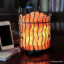 Load image into Gallery viewer, WBM 1301B Himalayan Glow Himalayan Salt lamp Night Light Tall Round Basket Salt lamp,Himalayan Night Light Salt Lamp with ETL Salt lamp Light Bulb/Dimmer Control and Salt Chunks