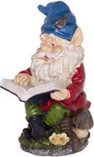 Load image into Gallery viewer, Alpine Gnome Reading a Book Statue, 14 Inch Tall
