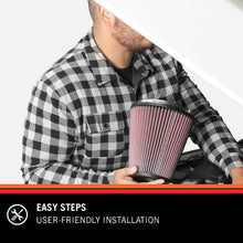Load image into Gallery viewer, K&amp;N Universal Clamp-On Air Filter: High Performance, Premium, Washable, Replacement Engine Filter: Flange Diameter: 1.6875 In, Filter Height: 5 In, Flange Length: 0.625 In, Shape: Round, RU-0210