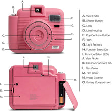 Load image into Gallery viewer, SHARPER IMAGE Instant Camera with Flash and 5 Lighting Modes, Compatible with Instant Mini Film, Prints Photos in Seconds, Capture Memories Indoors or Outdoors! – Pink