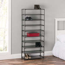 Load image into Gallery viewer, Home Basics 10-Tier Free-Standing Shoe Rack, Stackable for Storage and Organization, Easy Assembly, Grey