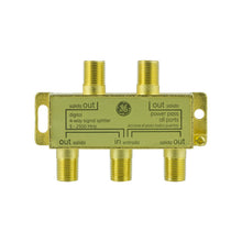 Load image into Gallery viewer, GE Pro Digital 4-Way Coaxial Splitter, Works with HDTV, Amplifiers, Amplified Antennas, RG6 Coax Compatible, 5-2500 MHZ Range, Corrosion Resistant, Gold Plated Connectors, 33527