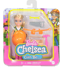 Load image into Gallery viewer, Barbie Chelsea Can Be Playset with Blonde Chelsea Builder Doll (6-In/15.24-cm) Hard Hat, Tool Belt, Goggles, Saw, Hammer, Wrench, Toolbox, Great Gift for Ages 3 Years Old &amp; Up