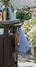 Load image into Gallery viewer, KETER Unity Portable Outdoor Table with Storage Cabinet and Stainless Steel Top