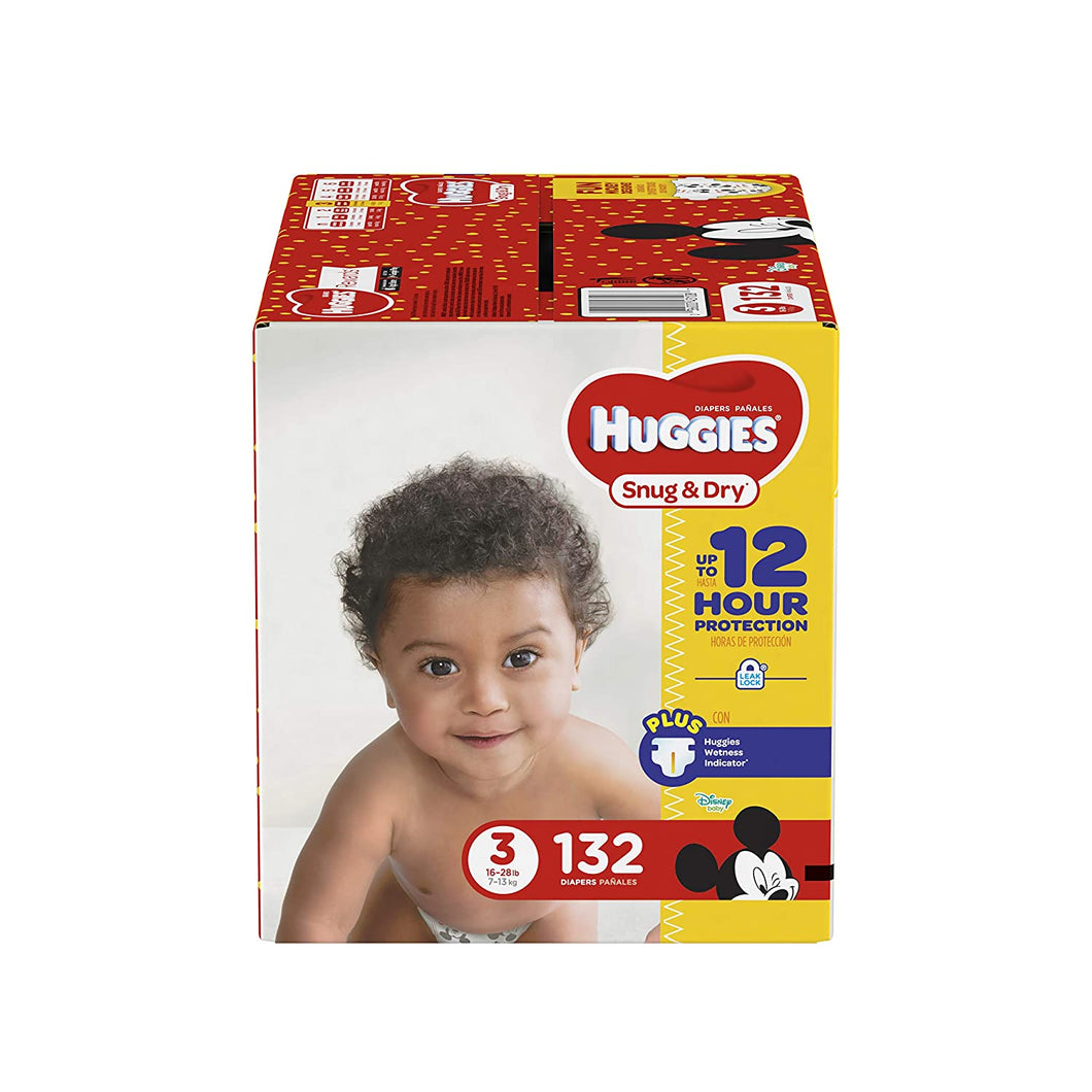 HUGGIES Snug & Dry Diapers, Size 3, 132 Count, GIGA JR PACK (Packaging May Vary)