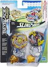 Load image into Gallery viewer, BEYBLADE Burst Turbo Slingshock Dual Pack Galaxy Zeutron Z4, Gold-X BETROMOTH B4, Multicolor