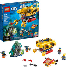 Load image into Gallery viewer, LEGO City Ocean Exploration Submarine 60264, with Toy Submarine, Coral Reef Setting, Underwater Drone, Glow in The Dark Anglerfish Figure and 4 Explorer Minifigures, New 2020 (286 Pieces)