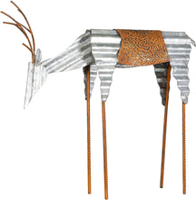 Load image into Gallery viewer, Alpine Corporation JUM326 Alpine Sheet Metal Grazing Reindeer, Outdoor Festive Decoration for Garden, Lawn, Yard Holiday décor, Multi