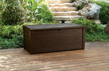 Load image into Gallery viewer, Keter Brightwood 120 Gallon Outdoor Garden Resin Patio Storage Furniture Deck Box