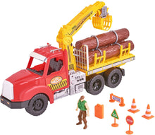Load image into Gallery viewer, inov Log Hauler Play Set 11 Pieces Logging Truck