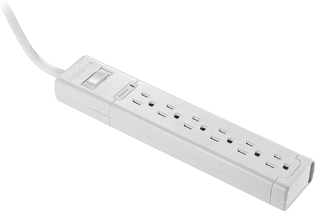 Insignia - 6-Outlet Surge Protector with 8' Power Cord - White