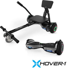 Load image into Gallery viewer, Hover-1 Chrome Electric Hoverboard Scooter and Go-Kart Attachment Combo (2 piece set), Black, One Size