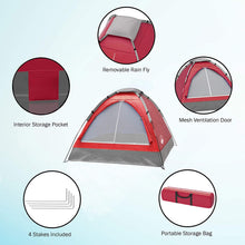 Load image into Gallery viewer, Wakeman 2-Person Tent, Dome Tents for Camping with Carry Bag Outdoors (Camping Gear for Hiking, Backpacking, and Traveling) - RED