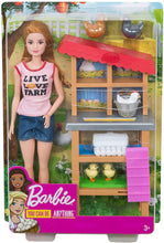 Load image into Gallery viewer, Barbie Chicken Farmer Doll, Red-Haired, and Playset with Henhouse and Accessories