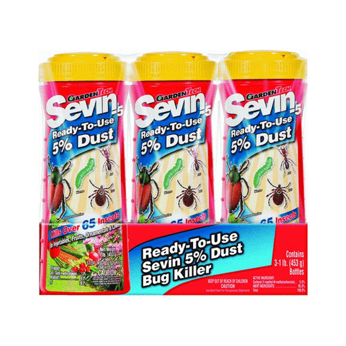 Garden Tech Sevin 5-Percent Dust Bug Killer Shaker Canister, pack of 3 - 1lb shakers