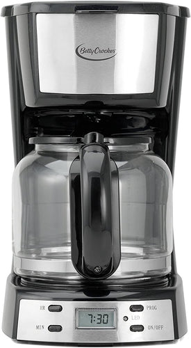 Betty Crocker BC-2809CB 12-Cup Stainless Steel Coffee Maker, Multicolor