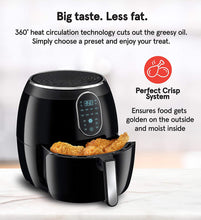 Load image into Gallery viewer, Gourmia GAF718 Digital Free Fry Air Fryer- No Oil Healthy Cooking - Touch LCD Display with 8 Presets - 1700 Watt - 7 Qt Basket Pan - Recipe Book Included