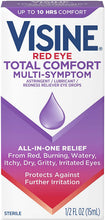 Load image into Gallery viewer, Visine Red Eye Total Comfort Multi-Symptom Eye Drops, All-in-One Astringent, Lubricant &amp; Redness Reliever Eye Drops for Irritated