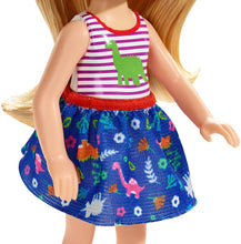 Load image into Gallery viewer, Barbie Club Chelsea Doll, 6-inch Blonde with Dinosaur-Themed Look, (GMR96)