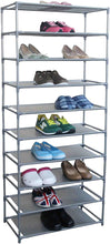Load image into Gallery viewer, Home Basics 10-Tier Free-Standing Shoe Rack, Stackable for Storage and Organization, Easy Assembly, Grey