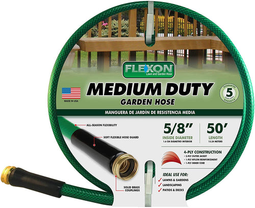 Flexon 50' Medium-Duty Garden Hose, Green