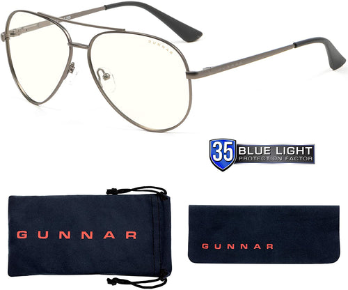 Gaming Glasses | Blue Light Blocking Glasses | Maverick/Gunmetal by Gunnar | 35% Blue Light Protection, 100% UV Light, Anti-Reflective To Protect & Reduce Eye Strain & Dryness