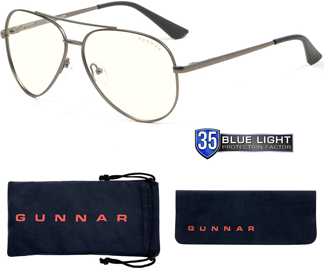 Gaming Glasses | Blue Light Blocking Glasses | Maverick/Gunmetal by Gunnar | 35% Blue Light Protection, 100% UV Light, Anti-Reflective To Protect & Reduce Eye Strain & Dryness