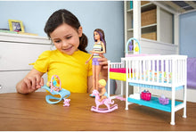 Load image into Gallery viewer, Barbie Nursery Playset with Skipper Babysitters Doll, 2 Baby Dolls, Crib and 10+ Pieces of Working Baby Gear and Themed Toys, Gift Set for 3 to 7 Year Olds, Multicolor