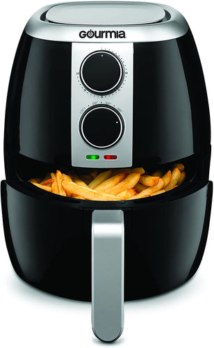 Gourmia GAF375 4.5 Qt Air Fryer | Oil-Free Healthy Cooking | Adjustable Time and Temperature Dials | Removable Dishwasher-Safe Crisper Tray | Free Recipe Book Included