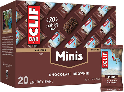 CLIF BARS - Mini Energy Bar - Chocolate Brownie - Made with Organic Oats - Plant Based Food - Vegetarian - Kosher (0.99 Ounce Snack Bar, 20 Count)