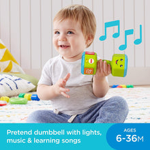 Load image into Gallery viewer, Fisher-Price Laugh &amp; Learn Countin&#39; Reps Dumbbell rattle toy with music, lights and learning content for baby and toddler ages 6-36 months