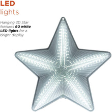 Load image into Gallery viewer, Alpine Corporation CFY108 Christmas 3D Hanging Star Ornament Decoration with LED Lights Festive Holiday Décor, 19-Inch Tall, White