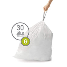 Load image into Gallery viewer, simplehuman Code G Custom Fit Liners, Drawstring Trash Bags, 30 Liter / 8 Gallon, 100-Count Box