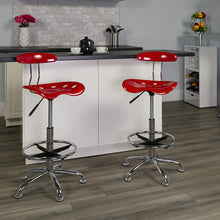 Load image into Gallery viewer, Flash Furniture Vibrant Red and Chrome Drafting Stool with Tractor Seat