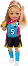 Load image into Gallery viewer, Barbie Dreamhouse Adventures Chelsea Doll, 6-Inch Blonde in Soccer Uniform, with Soccer Playset and Accessories, Gift for 3 to 7 Year Olds