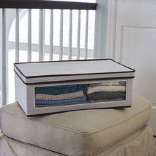 Load image into Gallery viewer, Household Essentials Vision Natural Canvas Storage Box, Brown Trim