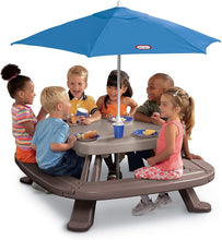 Load image into Gallery viewer, Little Tikes Fold 'n Store Picnic Table with Market Umbrella, Brown (632433M)