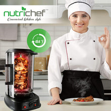 Load image into Gallery viewer, NutriChef Countertop Vertical Rotating Oven - Rotisserie Shawarma Machine, Kebob Machine, Stain Resistant &amp; Energy Efficient W/ Heat Resistant Door, Includes Kebob Rack with 7 Skewers (PKRTVG34)