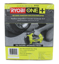 Load image into Gallery viewer, Ryobi P731 One+ 18v Dual Function Power Inflator/Deflator Cordless Air Compressor Kit w/ Adapters (Battery Not Included, Tool Only)